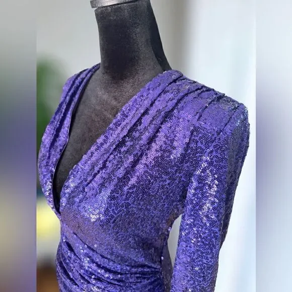 SHO BY TADASHI SHOJI Long Sleeve Sequin Cocktail Mini Dress Size XS - Picture 9 of 16